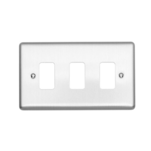 Brushed Chrome 3 Module Grid Plate