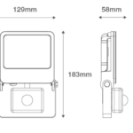 Black 20w PIR Floodlight 4000k