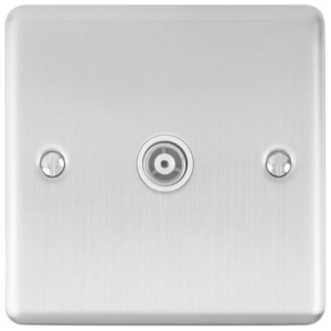 Eurolite Brushed Chrome 1 Gang Coaxial Socket White Insert