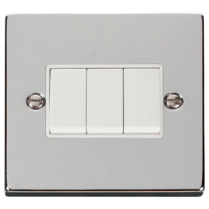 Click Deco Polished Chrome 3 Gang 2 Way Light Switch