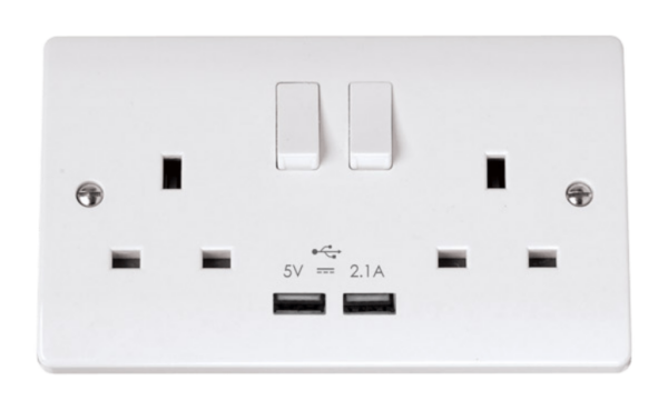 Click Curva 2 Gang Switched USB Socket