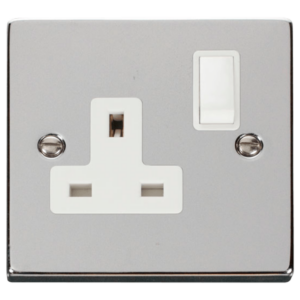 Click Deco Polished Chrome 1 Gang 13A DP Switched Socket