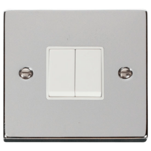 Click Deco Polished Chrome 2 Gang 2 Way Light Switch