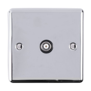 Eurolite Polished Chrome 1 Gang Coaxial Socket Black Insert