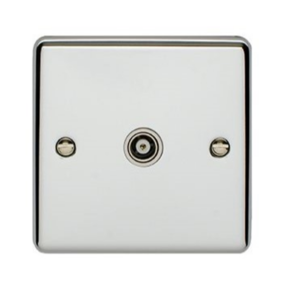 Eurolite Polished Chrome 1 Gang Coaxial Socket White Insert