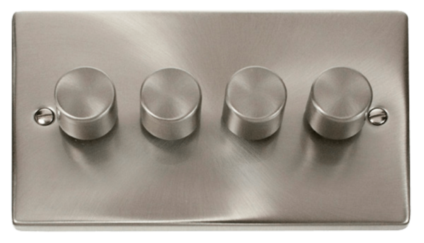 Click Deco Satin Chrome 4 Gang 2 Way 400w Dimmer